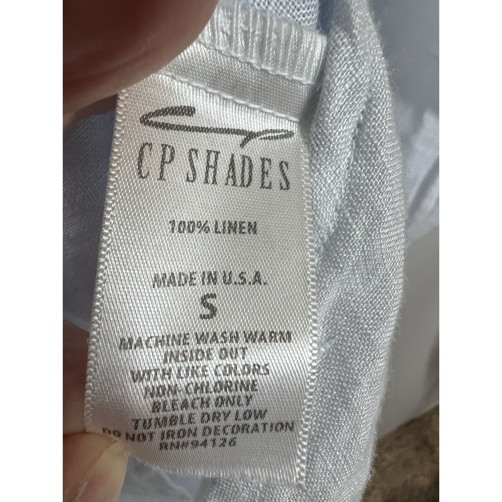 CP Shades Tunic Women's S Light Blue 100% Linen Sheer Pockets Top Boho Lagenlook - Picture 6 of 9